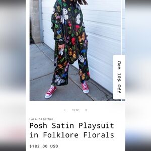 Dressed In LALA ORIGINAL: Posh Satin Playsuit in Folklore Florals